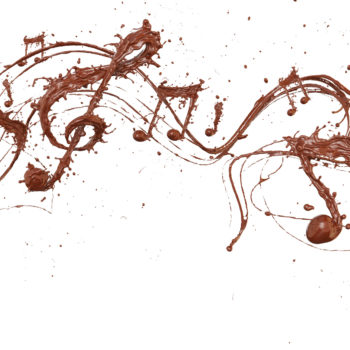 Song of the Chocolates splash with the shape of a melody, symbolic or Creative for celebration concept, Chocolate Splash with Clipping path 3d illustration.